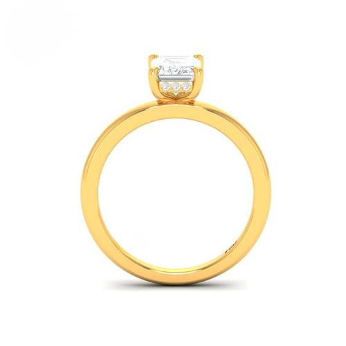 Load image 1 in gallery view. Kiara Emerald Cut Diamond With Hidden Halo Engagement Ring