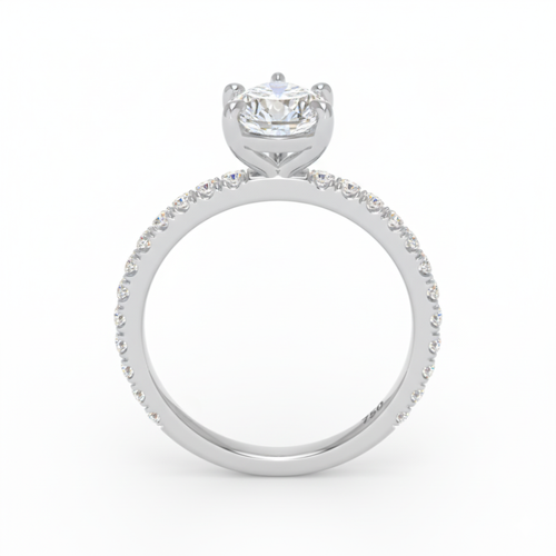 Load image 1 in gallery view. Athena Pear With Diamond Band Engagement Ring