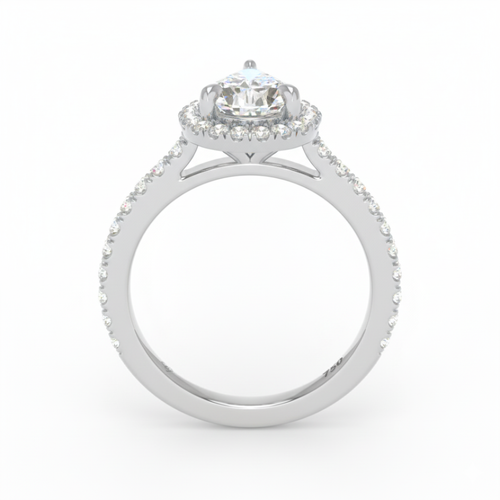 Load image 1 in gallery view. Belle Pear Cut Diamond Engagement Ring with Diamond Halo & Diamond Band