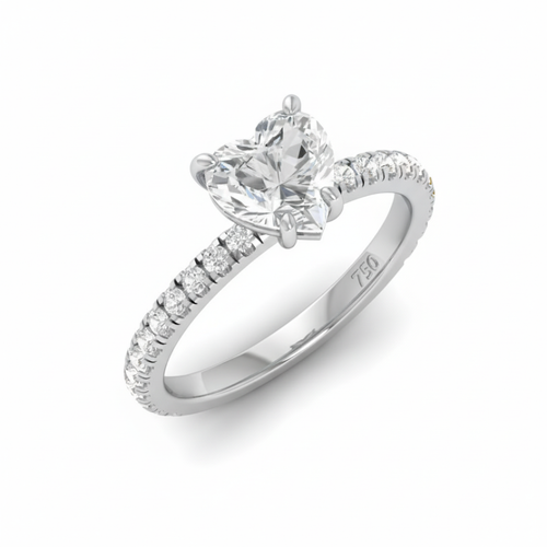 Load image 1 in gallery view. Athena Heart With Diamond Band Engagement Ring