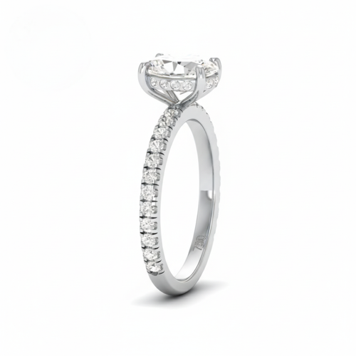 Load image 1 in gallery view. Lila Oval Cut Diamond Engagement Ring with Diamond Hidden Halo and Diamond Band
