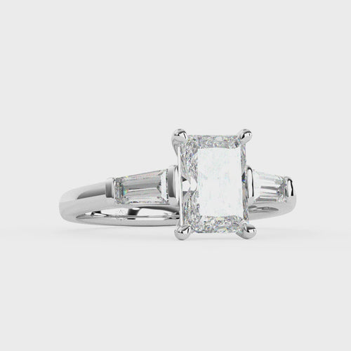 Load image 1 in gallery view. Aurora Radiant Diamond Ring with Tapered Baguette Accents
