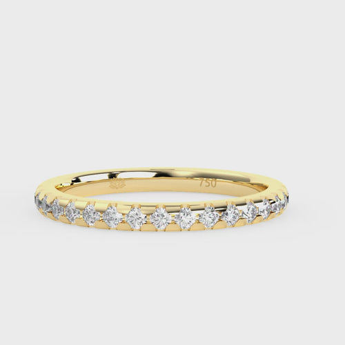 Load image 1 in gallery view. Delphine Round Brilliant Cut Gold Diamond Wedding Band