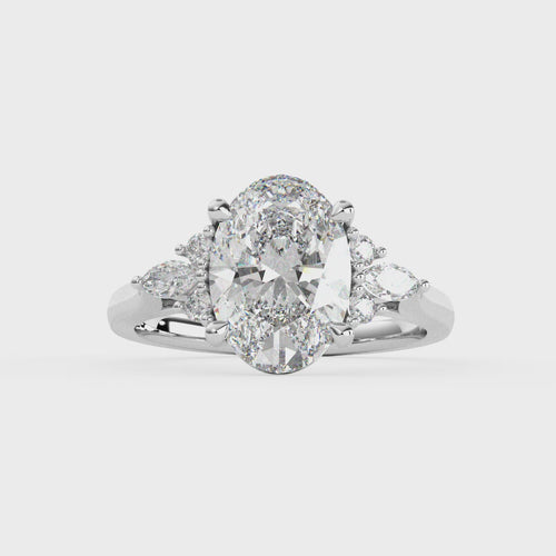 Load image 1 in gallery view. Grandeur Oval Diamond Ring with Sparkling Accent Band