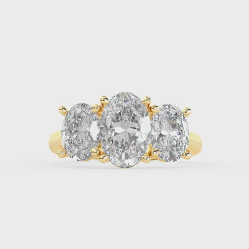 Load image 1 in gallery view. Genevieve Three Stone Oval Diamond Ring
