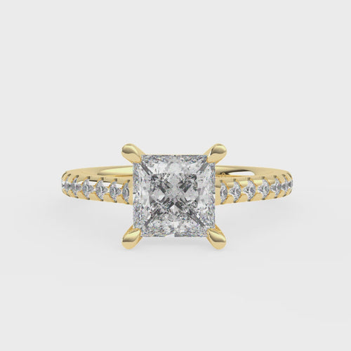 Load image 1 in gallery view. Antoinette Princess With Diamond Band Engagement Ring