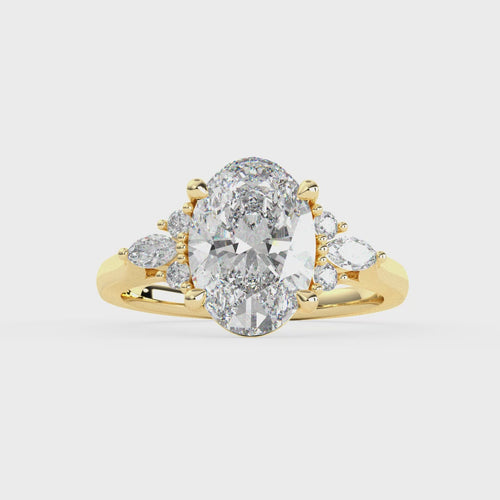 Load image 1 in gallery view. Grandeur Oval Diamond Ring with Sparkling Accent Band