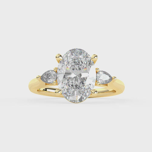 Load image 1 in gallery view. Isla Oval Diamond Ring with Pear Side Stones