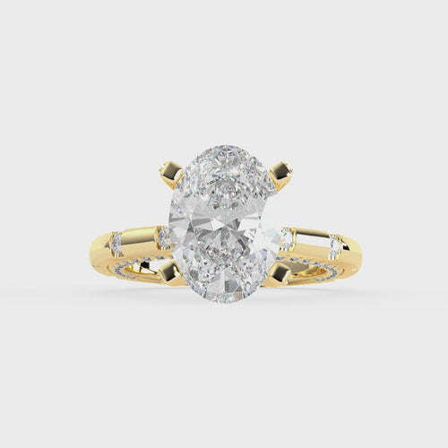 Load image 1 in gallery view. Sophia Oval Diamond Ring with Marquise Band