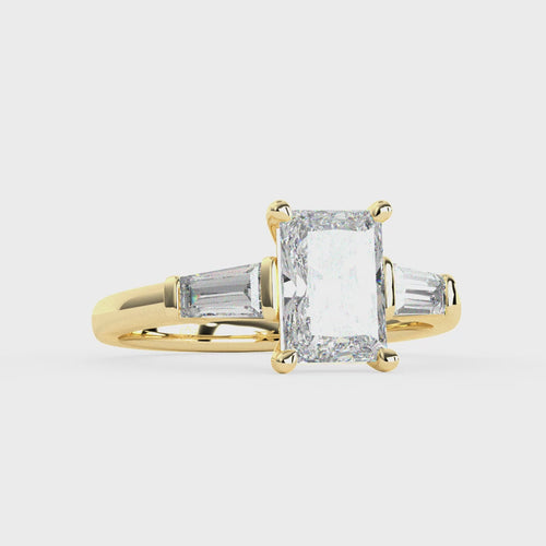 Load image 1 in gallery view. Aurora Radiant Diamond Ring with Tapered Baguette Accents
