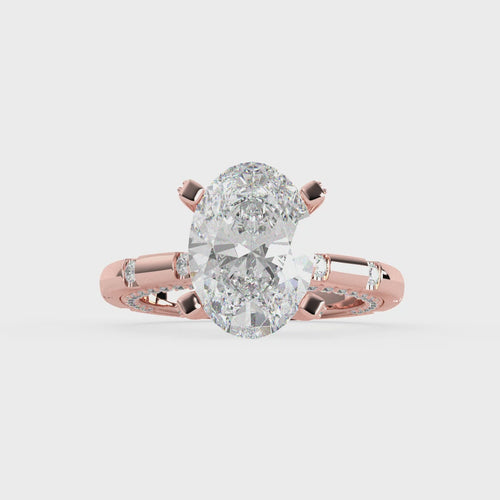 Load image 1 in gallery view. Sophia Oval Diamond Ring with Marquise Band