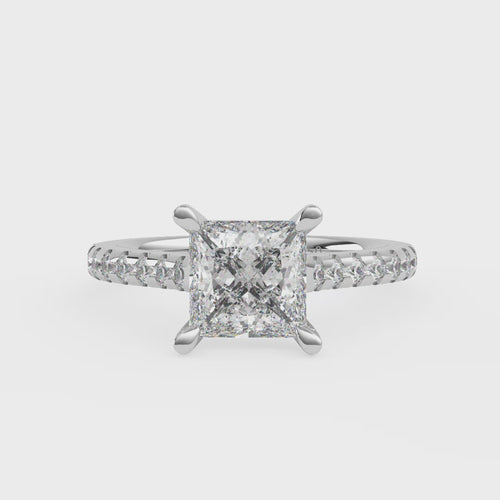 Load image 1 in gallery view. Antoinette Princess With Diamond Band Engagement Ring