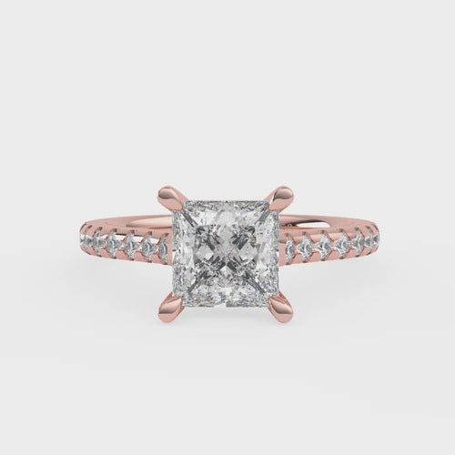 Load image 1 in gallery view. Antoinette Princess With Diamond Band Engagement Ring