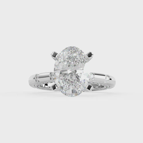 Load image 1 in gallery view. Sophia Oval Diamond Ring with Marquise Band