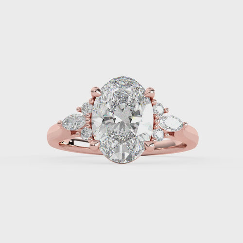 Load image 1 in gallery view. Grandeur Oval Diamond Ring with Sparkling Accent Band